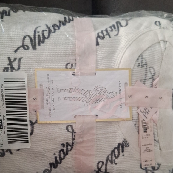 Victoria's Secret White Pajama Set with Black Script - Picture 1 of 5